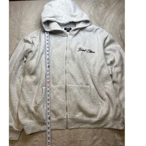 boohooMAN ZipUp Hoodie Mens 2XL Grey Excellent Limited Edition Script Streetwear